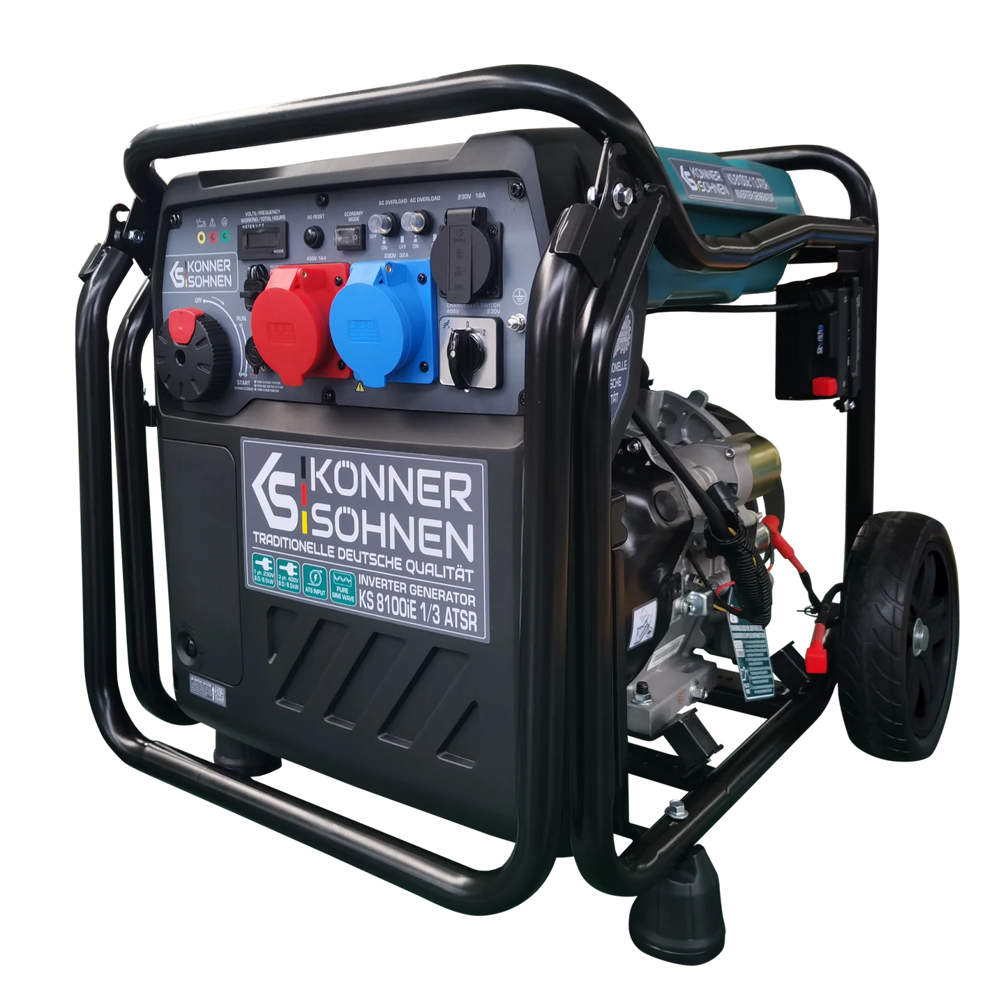 "Könner &amp; Söhnen" Inverter Generator KS 8100iE 1/3 ATSR - 8kW Rated Power (230/400V available without switching losses) - Petrol Engine