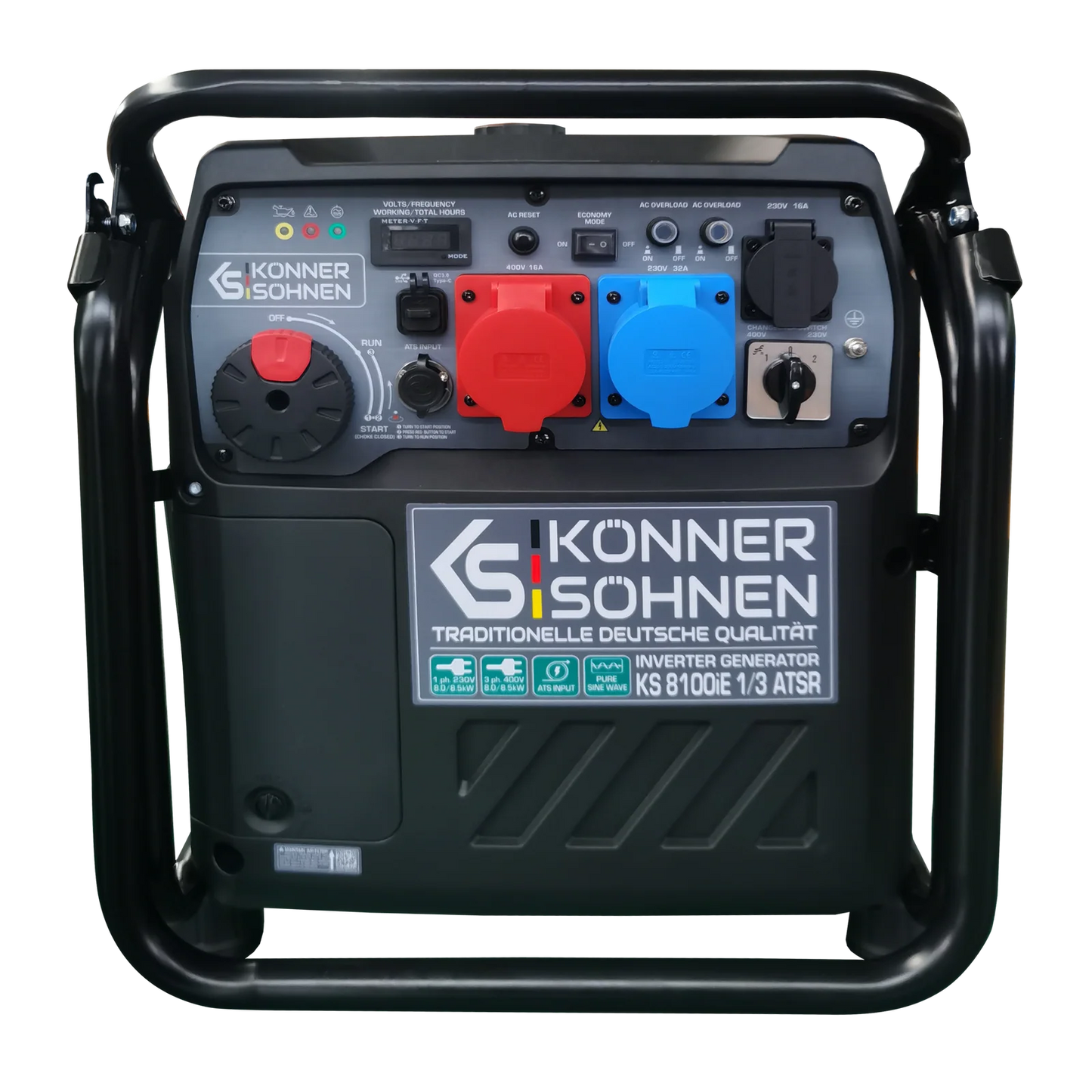 "Könner &amp; Söhnen" Inverter Generator KS 8100iE 1/3 ATSR - 8kW Rated Power (230/400V available without switching losses) - Petrol Engine
