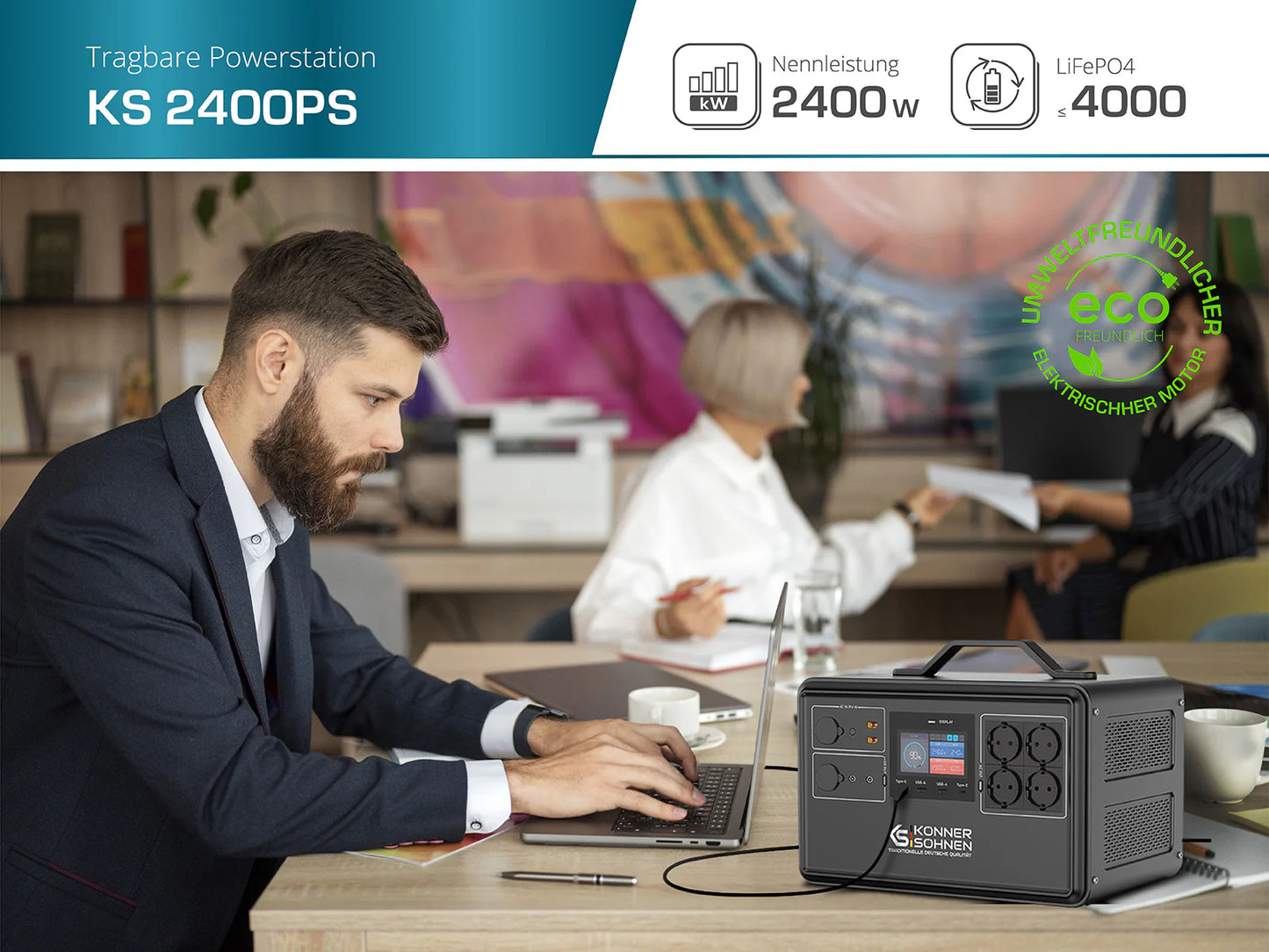 "Könner & Söhnen" Tragbare Powerstation KS 2400PS - 2240Wh