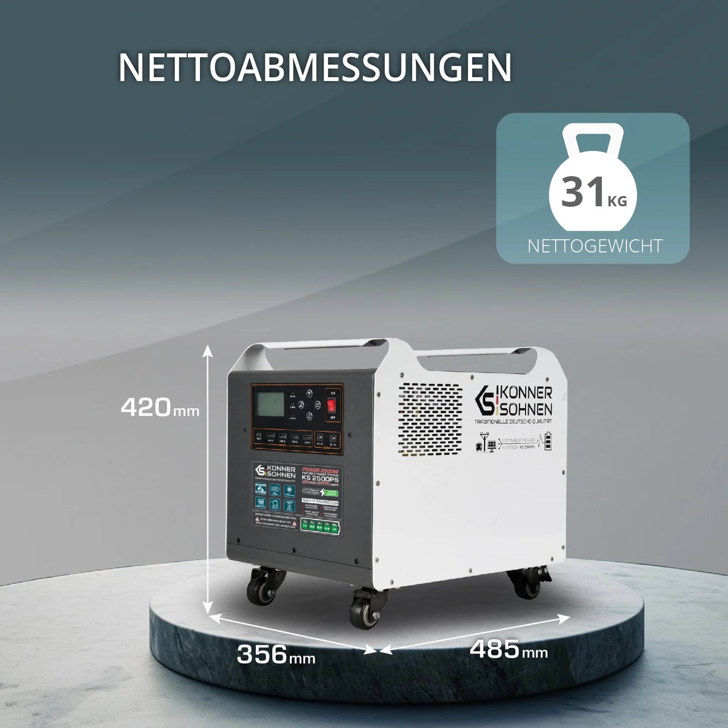 "Könner & Söhnen" Tragbare Powerstation KS 2500PS - 2560Wh