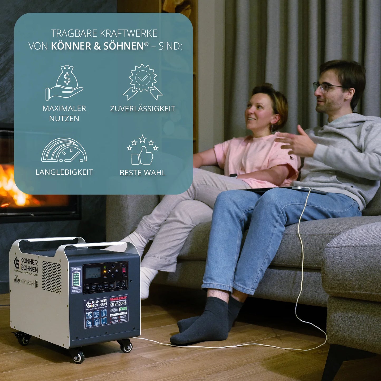 "Könner & Söhnen" Tragbare Powerstation KS 2500PS - 2560Wh