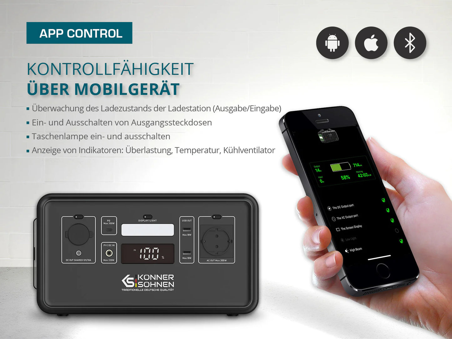 "Könner & Söhnen" Tragbare Powerstation LifePO4 KS 300PS - 294Wh