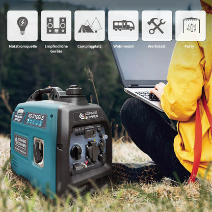 "Könner & Söhnen" Inverter-Generator KS 3100i S - 2.8kW Nennleistung - Benzinmotor - 230V