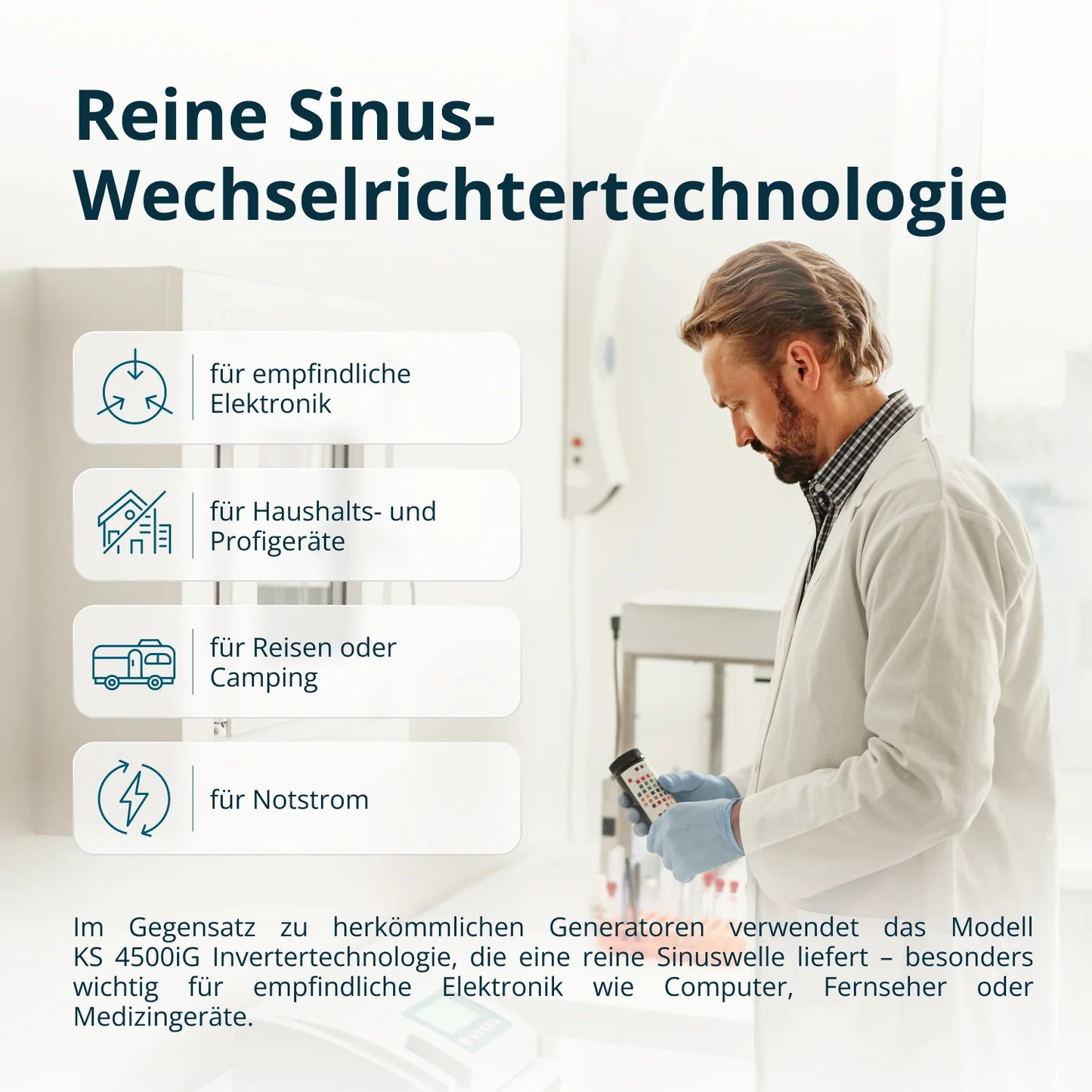 "Könner & Söhnen" Dual-Inverter-Generator KS 4500iG - 4.2kW Nennleistung - Benzin / Gas Motor - 230V