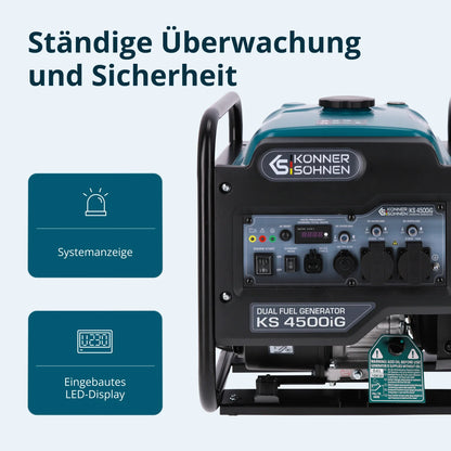 "Könner & Söhnen" Dual-Inverter-Generator KS 4500iG - 4.2kW Nennleistung - Benzin / Gas Motor - 230V