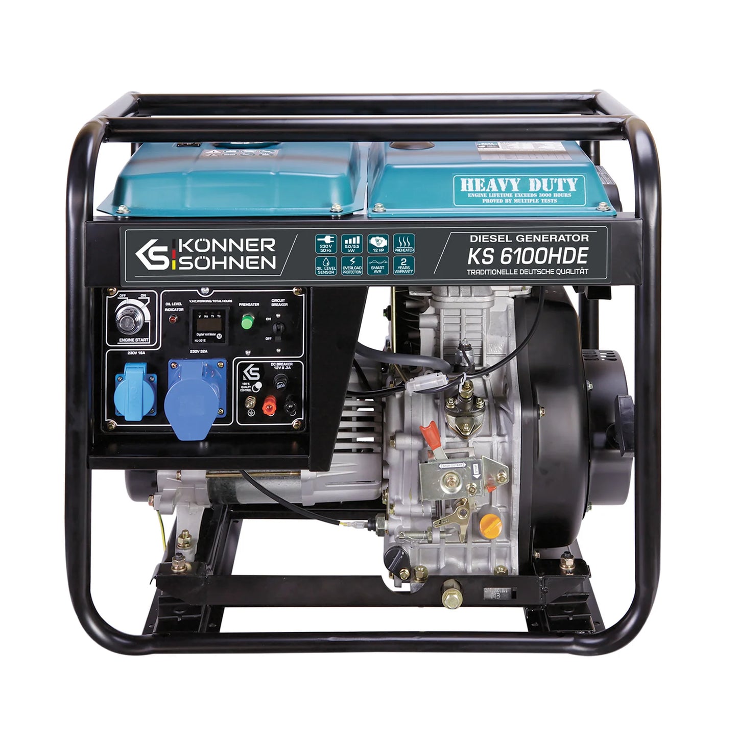 "Könner & Söhnen" Inverter-Generator KS 6100HDE (EURO V) - 5kW Nennleistung - Dieselmotor - 230V