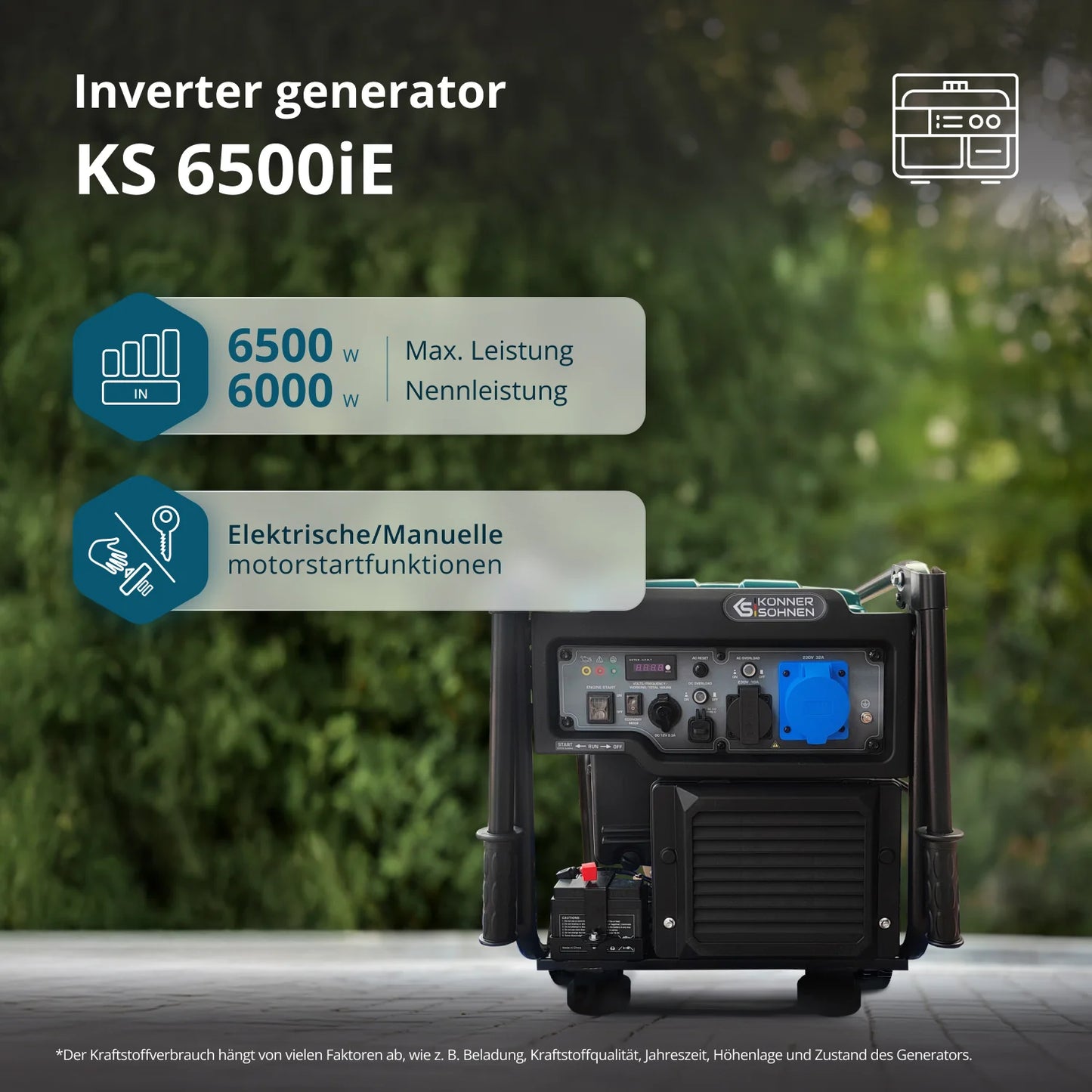 "Könner & Söhnen" Inverter Generator KS 6500iE - 6kW Nennleistung - Benzinmotor - 230V
