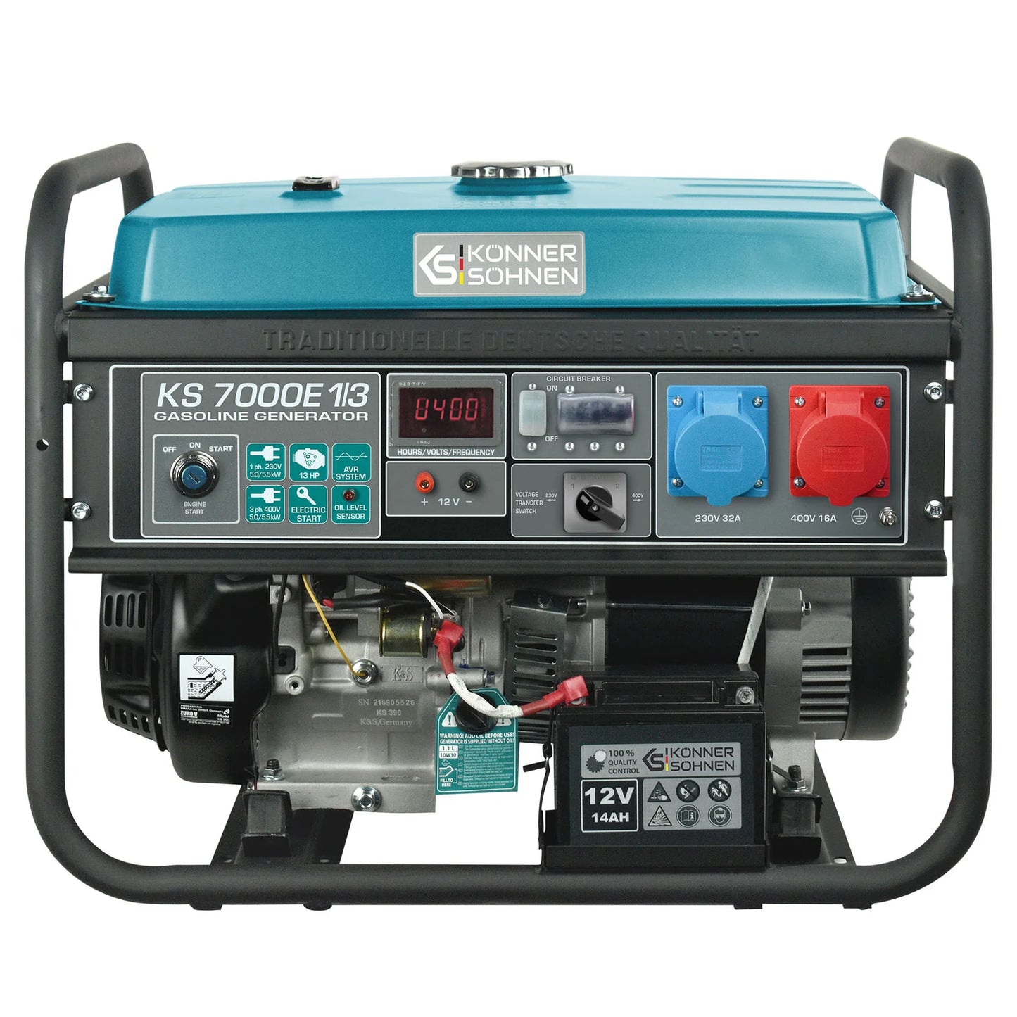 "Könner & Söhnen" Inverter-Generator KS 7000E 1/3 - 5kW Nennleistung - Benzinmotor - 230/400V