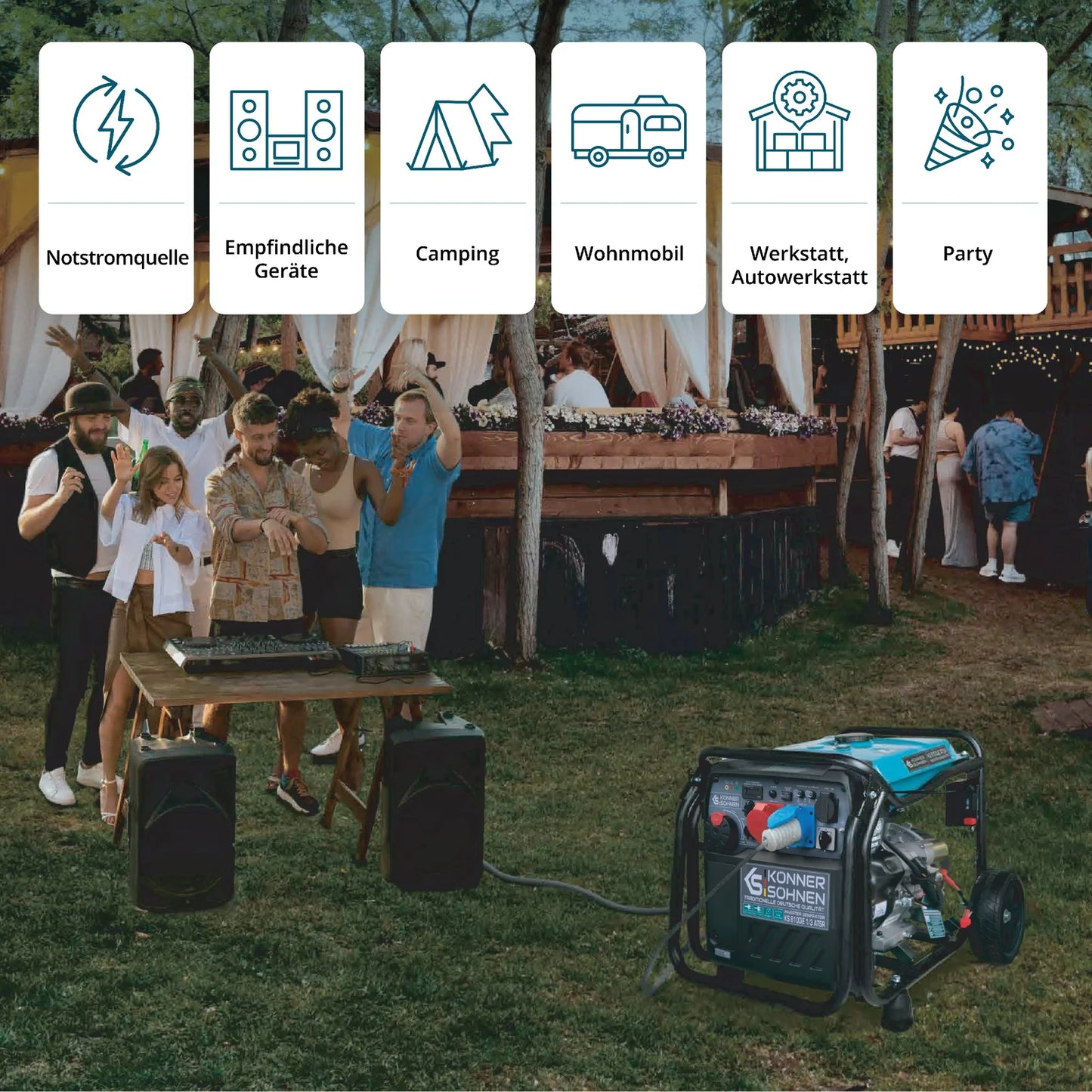 "Könner &amp; Söhnen" Inverter Generator KS 8100iE 1/3 ATSR - 8kW Rated Power (230/400V available without switching losses) - Petrol Engine