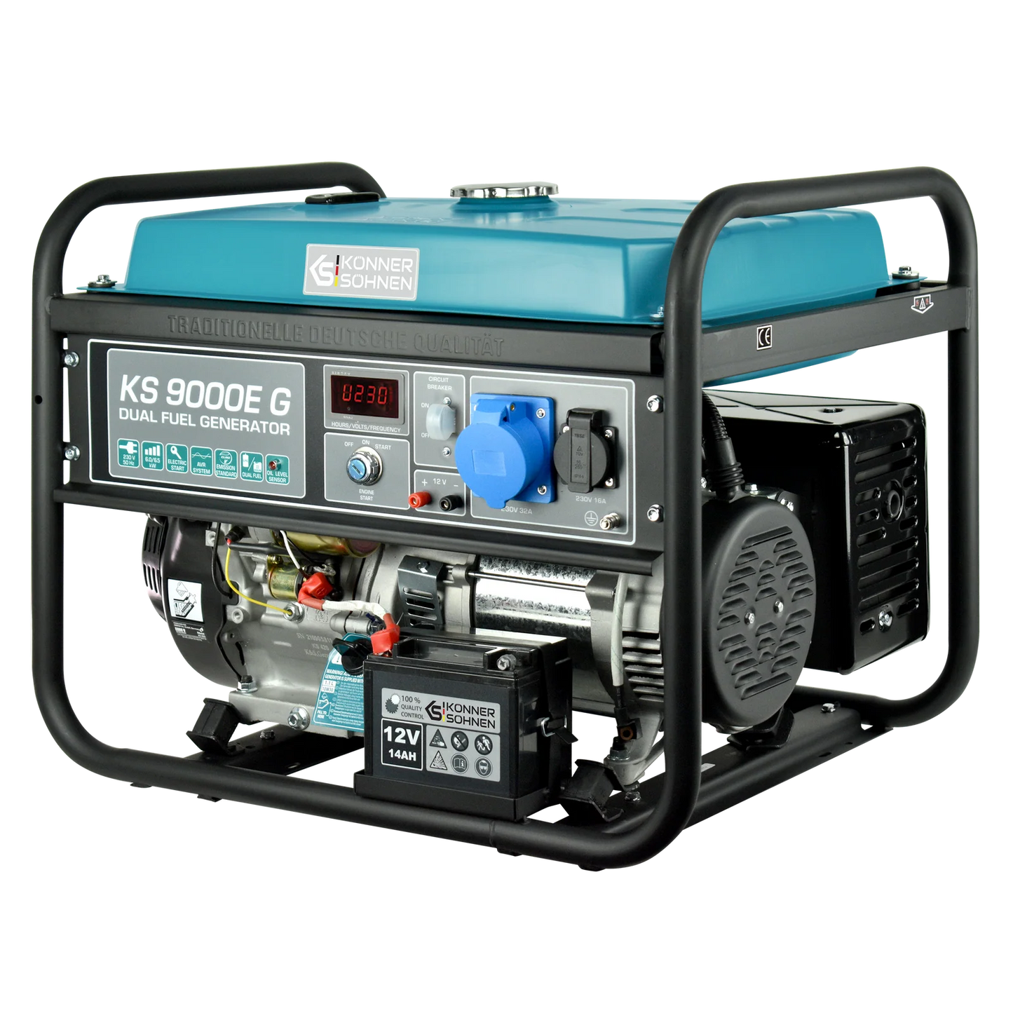 "Könner & Söhnen" LPG/Benzin-Generator KS 9000E G - 6kW Nennleistung - Benzin- (Gas-) Motor - 230V