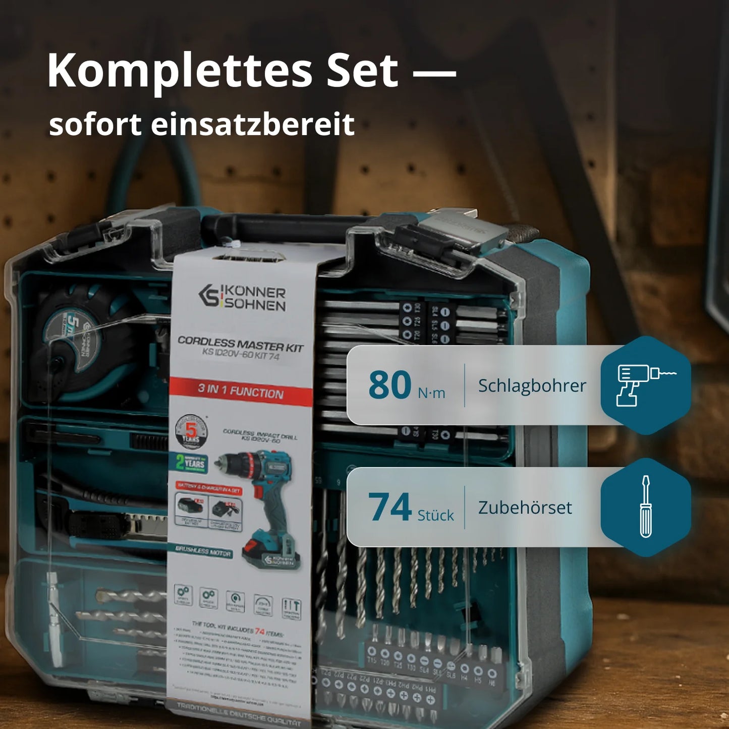 "Könner & Söhnen" Kabelloses Meister-Set KS ID20V-60 KIT 74