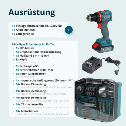 "Könner & Söhnen" Kabelloses Meister-Set KS ID20V-60 KIT 74