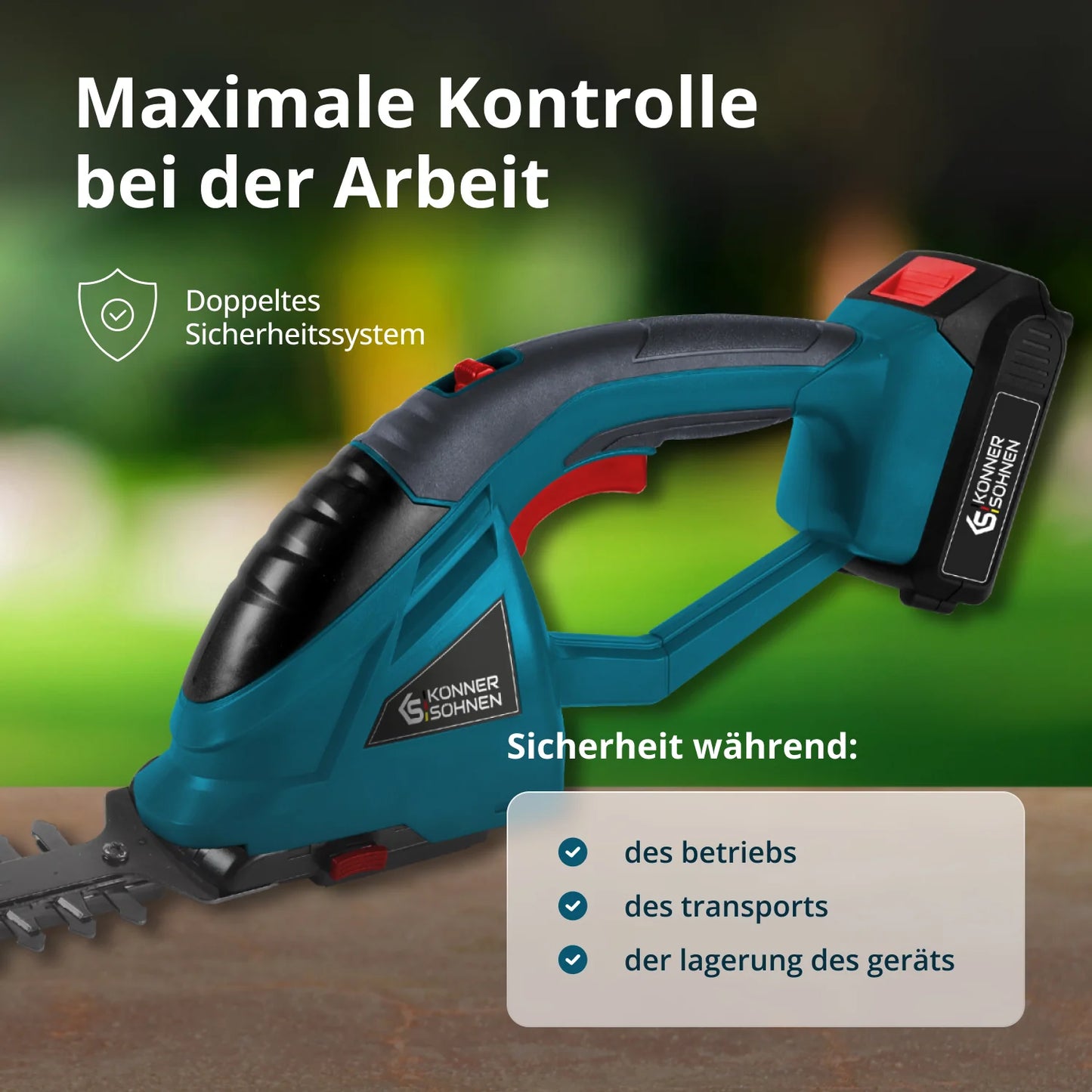 "Könner & Söhnen" Set Akku-Grasschere und Heckenschere 2 in 1 KS SHT-20V + 4Ah Batterie KS 20V4-2
