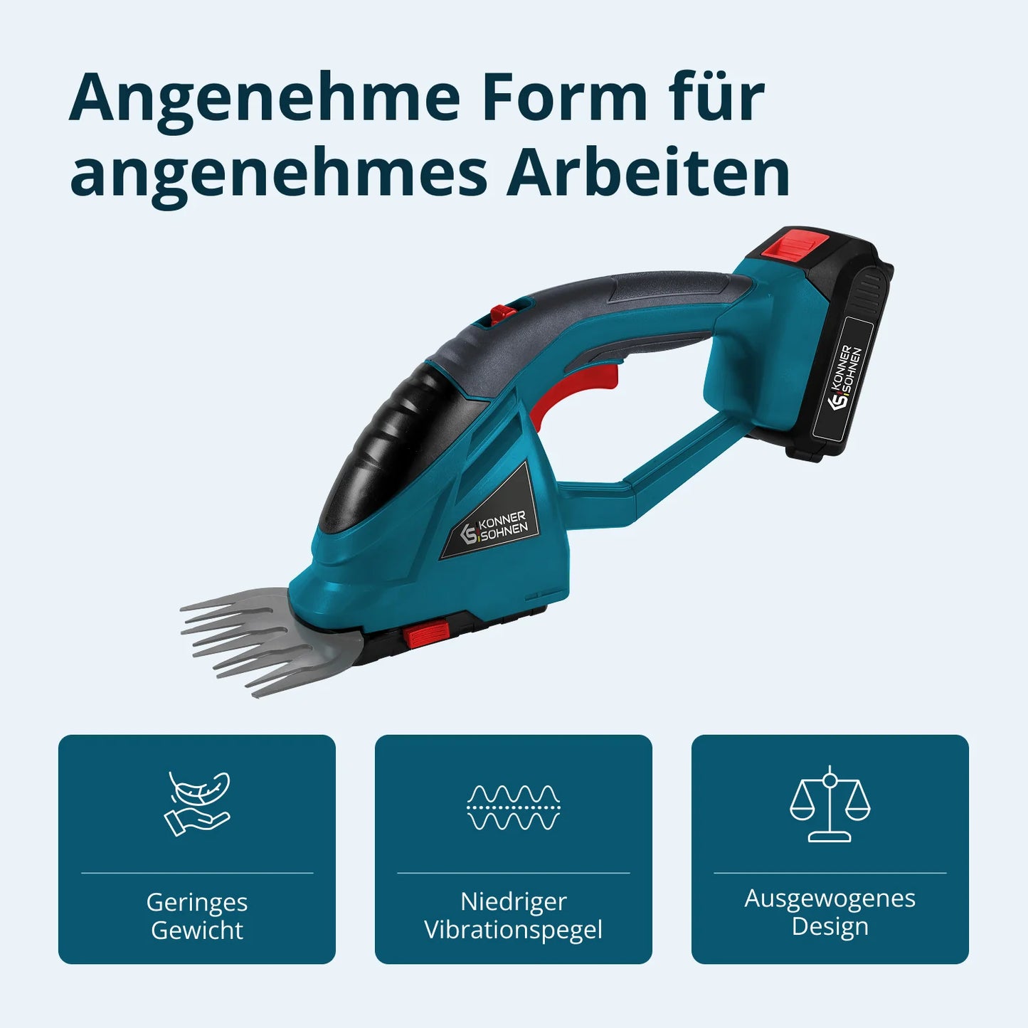 "Könner & Söhnen" Set Akku-Grasschere und Heckenschere 2 in 1 KS SHT-20V + 4Ah Batterie KS 20V4-2