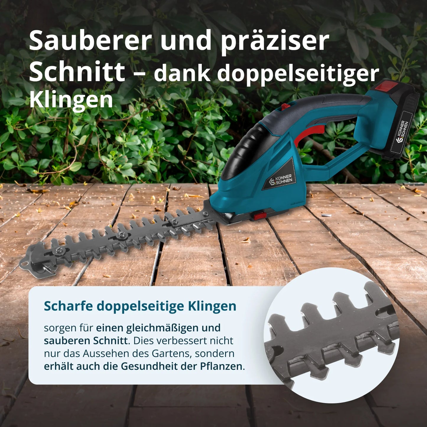 "Könner & Söhnen" Set Akku-Grasschere und Heckenschere 2 in 1 KS SHT-20V + 4Ah Batterie KS 20V4-2