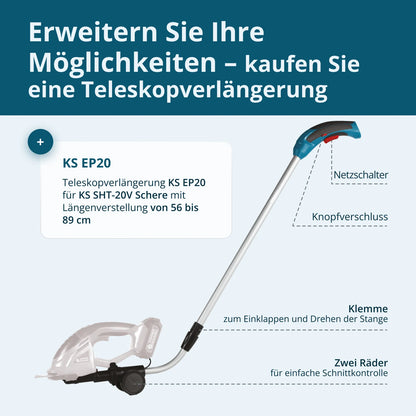 "Könner & Söhnen" Set Akku-Grasschere und Heckenschere 2 in 1 KS SHT-20V + 4Ah Batterie KS 20V4-2