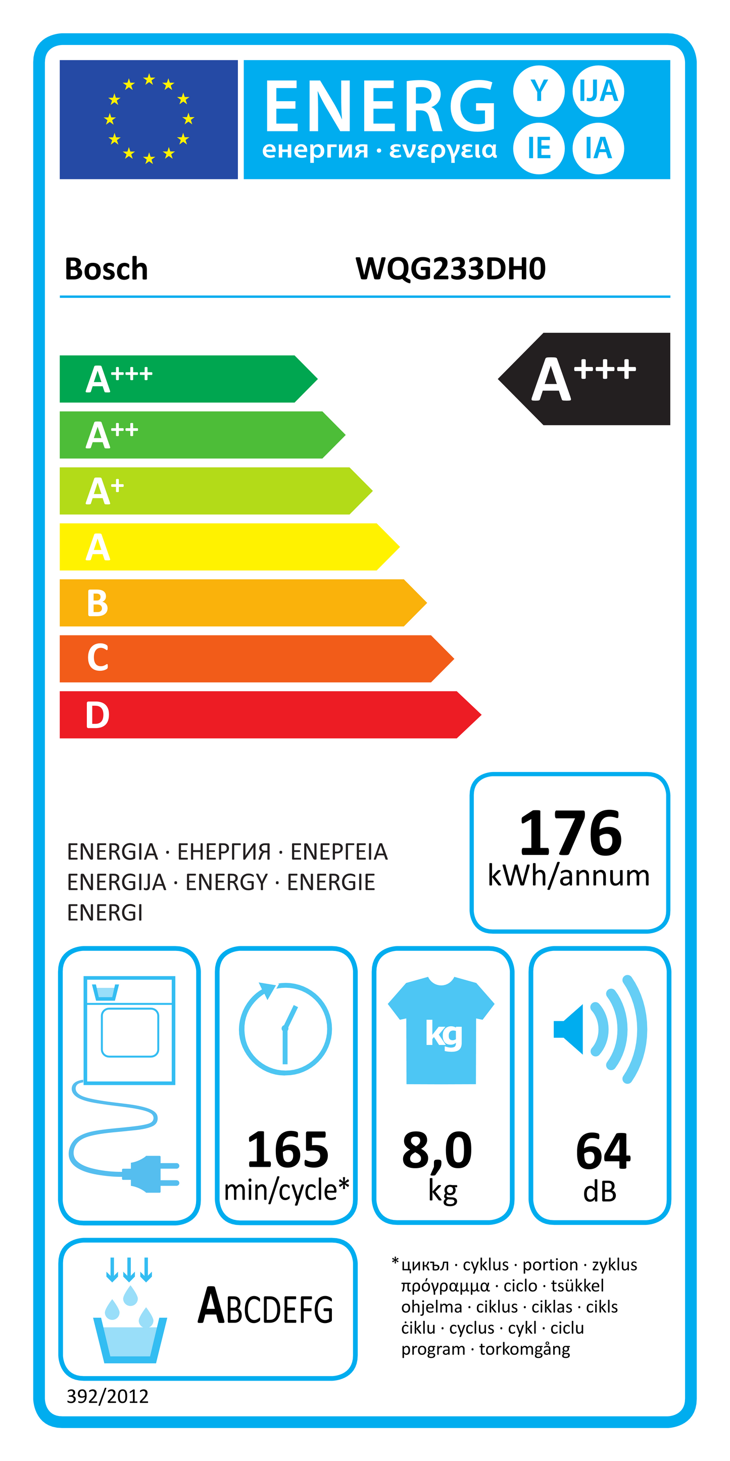 Angebot: Bosch WQG233DH0 Wäschetrockner Wärmepumpe EEK A+++ 8 kg