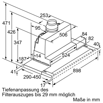 Siemens LI97RA561 iQ500 Flachschirm-Dunsthaube 90 cm Edelstahl + LZ49551 Edelstahl Anbaugriff