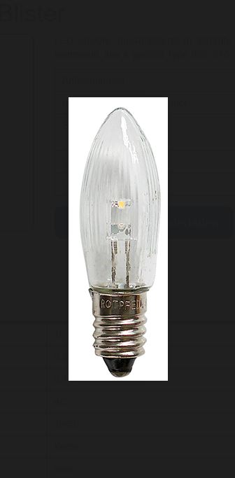 Scharnberger+Hasenbein LED Universal Top Ribbed Candle with Power Bulb 13.5x45mm Indoor+Outdoor Bulb E10.8-34V, 0.1W, Clear, 3-Pack Blister