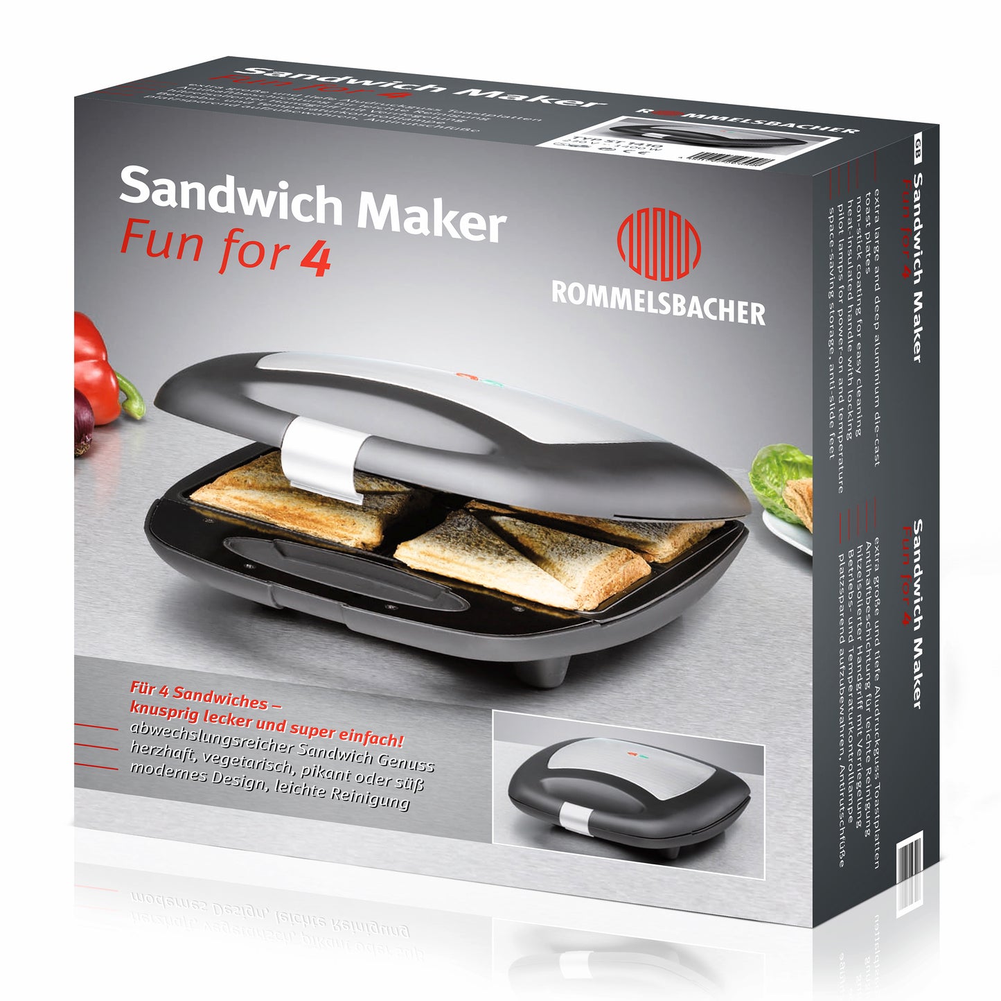 Rommelsbacher Sandwichmaker ST 1410 Fun for 4
