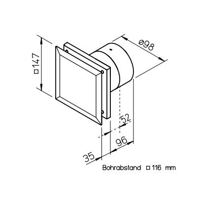 Helios Ventilator M1/100 N/C Minivent DN100 zweistufig u.Nachlauf 6172