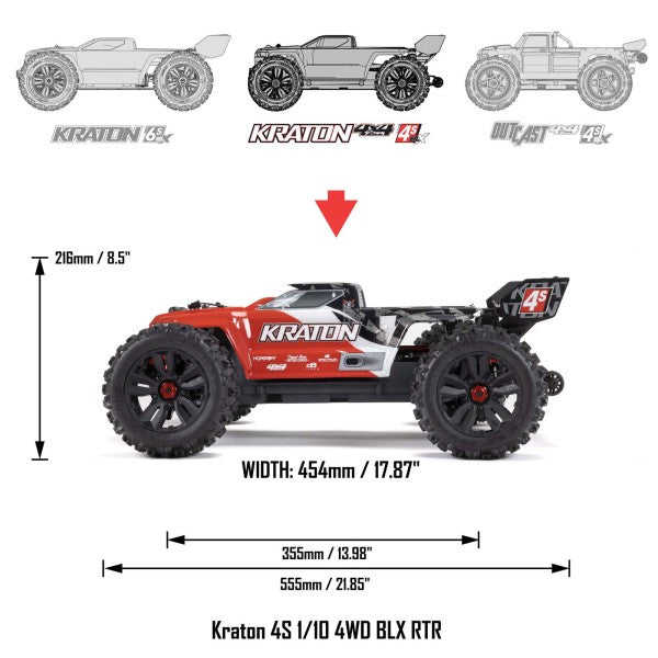 ARRMA 1/10 KRATON 4S 4X4 RTR Brushless Speed Truck, Green