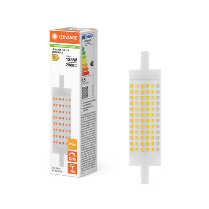 LEDVANCE LED Line 118 125 300° DIM P 15W 827 Clear R7s - Ersatz für herrkömmliche Stabsockellampen 15 anstelle 125W