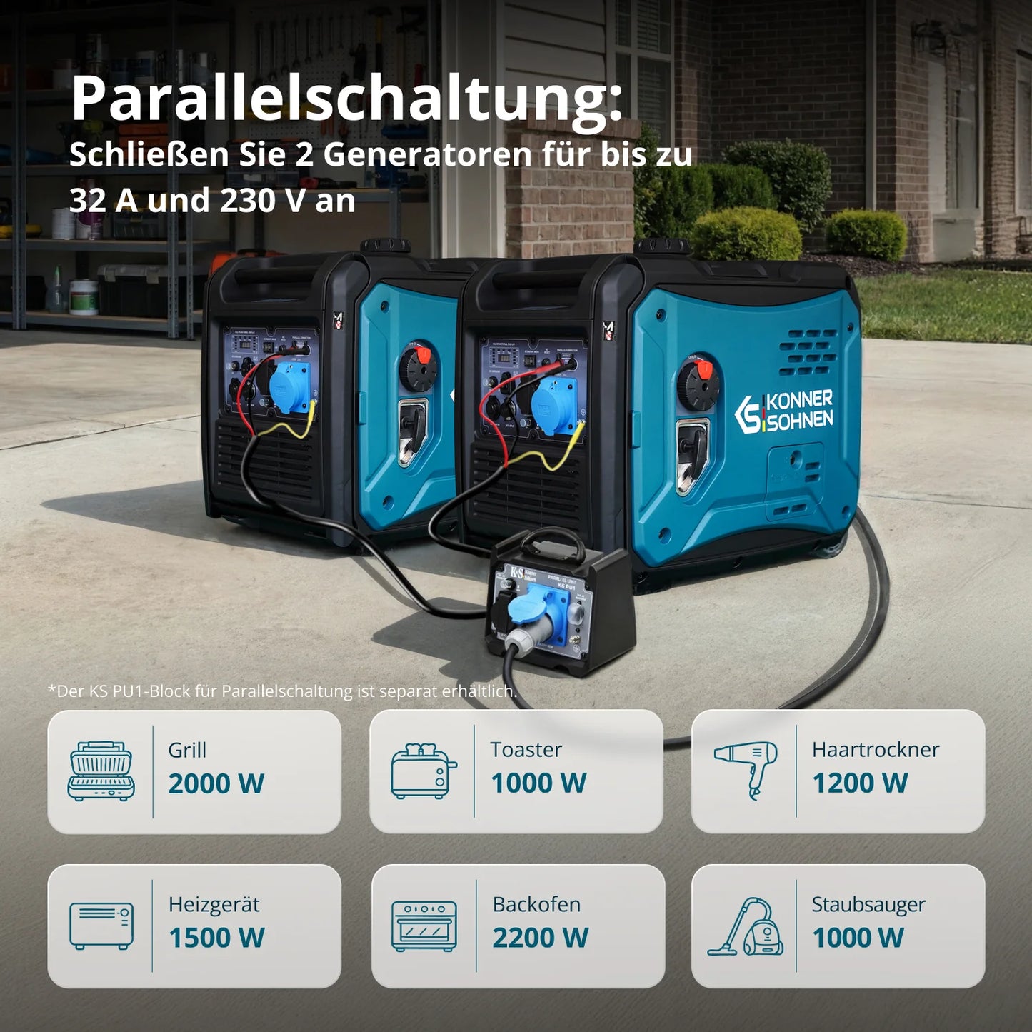 "Könner & Söhnen" Inverter-Generator KS 6000iE S - 5kW Nennleistung - Benzinmotor - 230V