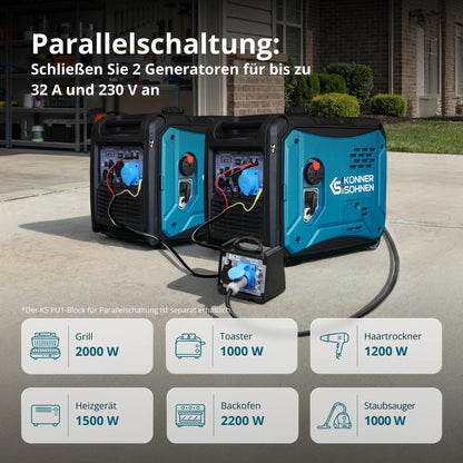 "Könner & Söhnen" Inverter-Generator KS 6000iE S - 5kW Nennleistung - Benzinmotor - 230V