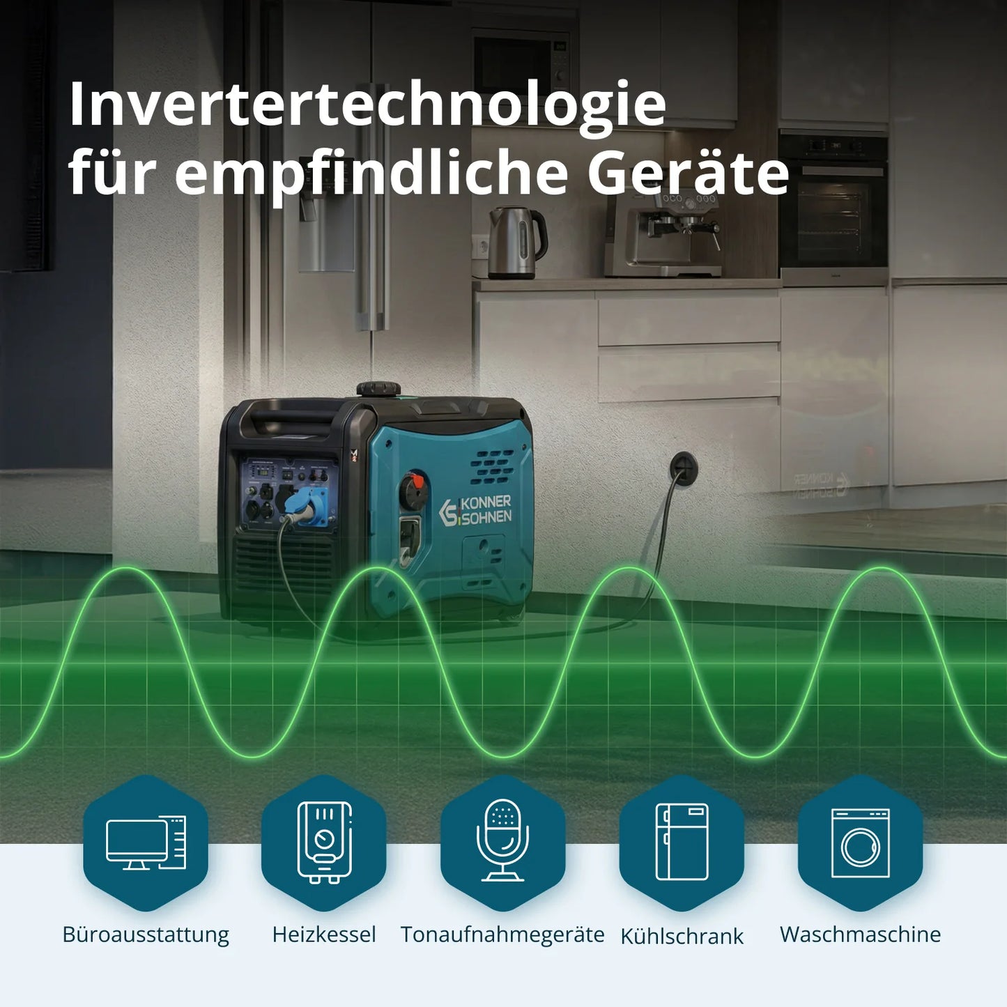 "Könner & Söhnen" Inverter-Generator KS 6000iE S - 5kW Nennleistung - Benzinmotor - 230V