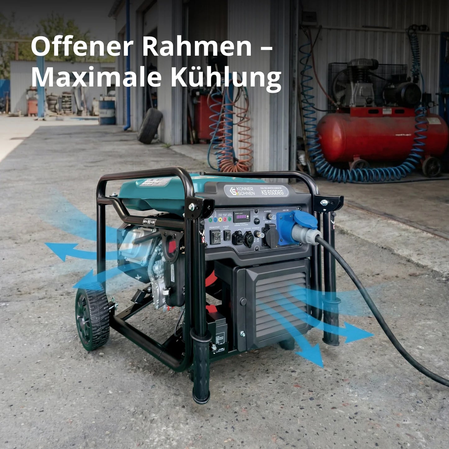 "Könner & Söhnen" Inverter Generator KS 6500iEG (Benzin/Gas) - 6kW Nennleistung - Benzinmotor - 230V