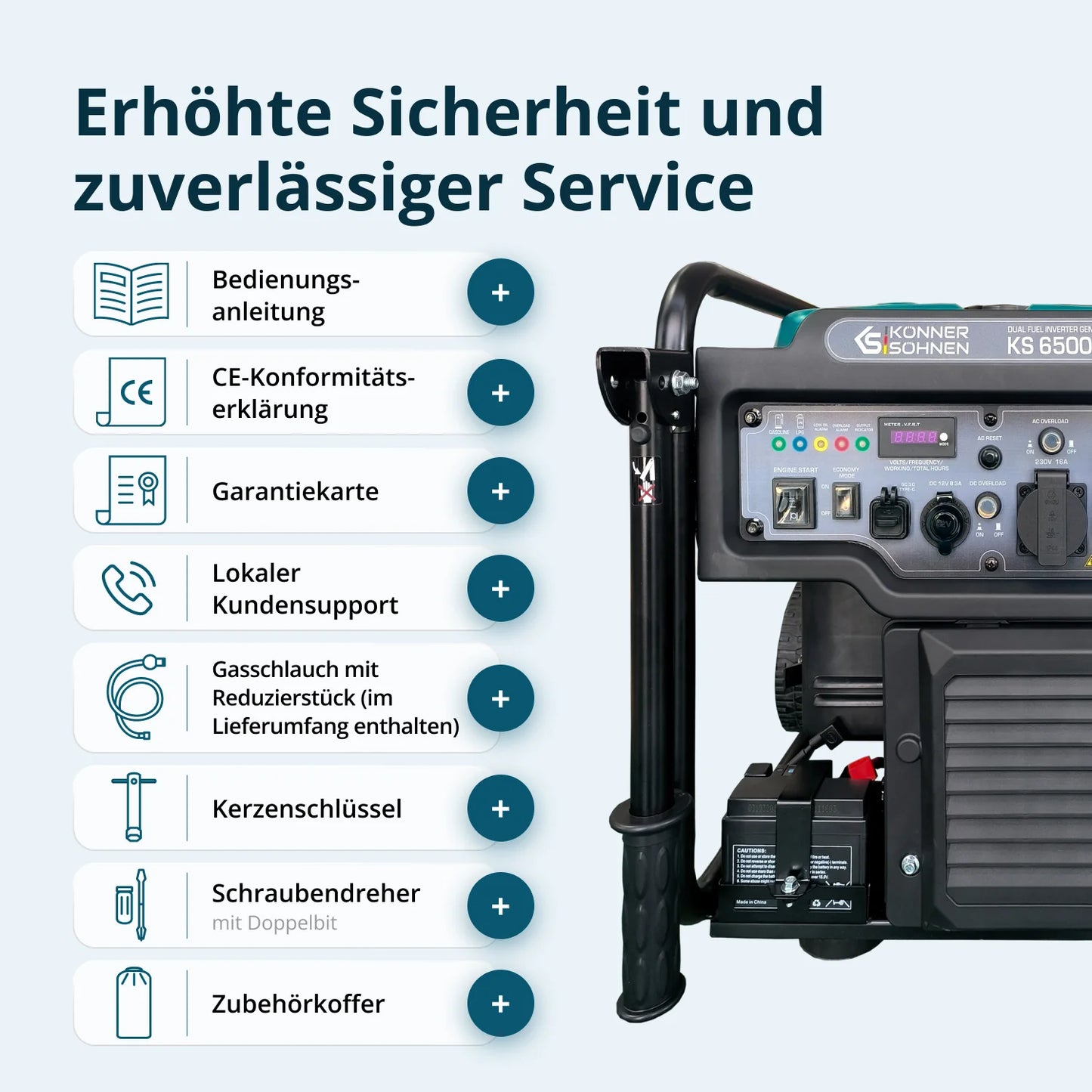 "Könner & Söhnen" Inverter Generator KS 6500iEG (Benzin/Gas) - 6kW Nennleistung - Benzinmotor - 230V