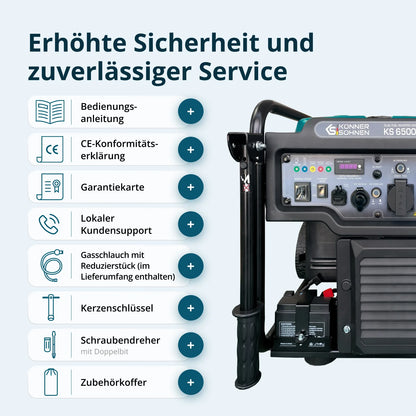 "Könner & Söhnen" Inverter Generator KS 6500iEG (Benzin/Gas) - 6kW Nennleistung - Benzinmotor - 230V