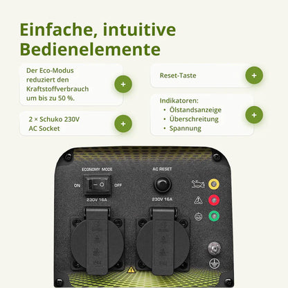 "Könner & Söhnen" Inverter-Benzingenerator KSB 33i S - 3kW Nennleistung - Benzinmotor - 230V