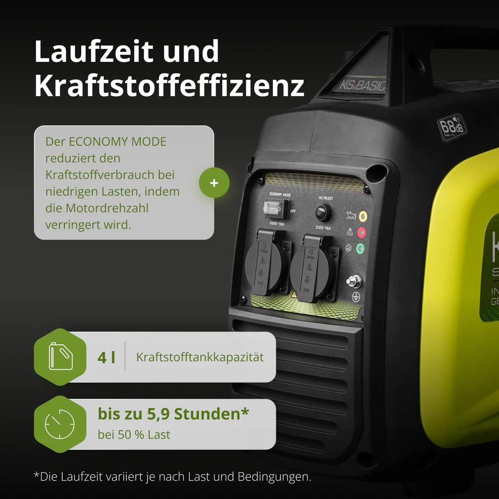 "Könner & Söhnen" Inverter-Benzingenerator KSB 33i S - 3kW Nennleistung - Benzinmotor - 230V