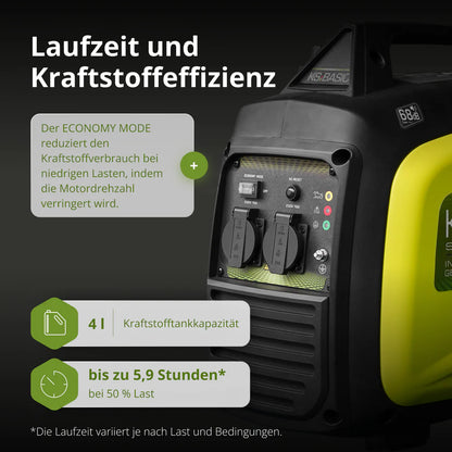 "Könner & Söhnen" Inverter-Benzingenerator KSB 33i S - 3kW Nennleistung - Benzinmotor - 230V