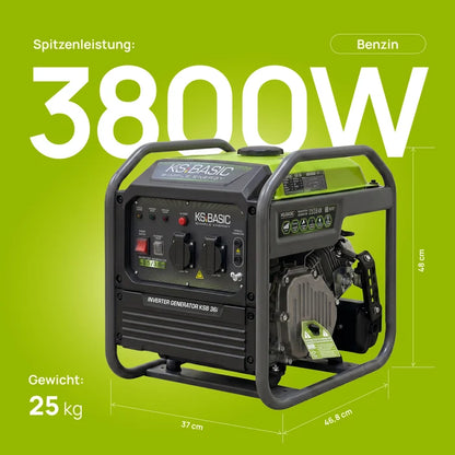 Neuheit: "Könner & Söhnen" Inverter-Generator KSB 36i 3.5kW Pnenn - Benzinmotor - 230V