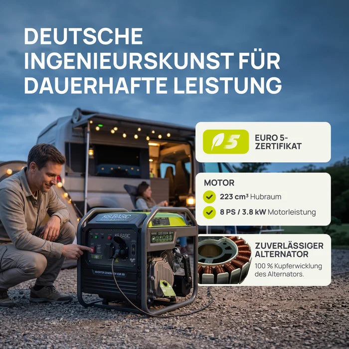 Neuheit: "Könner & Söhnen" Inverter-Generator KSB 36i 3.5kW Pnenn - Benzinmotor - 230V