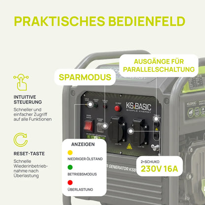 Neuheit: "Könner & Söhnen" Inverter-Generator KSB 36i 3.5kW Pnenn - Benzinmotor - 230V
