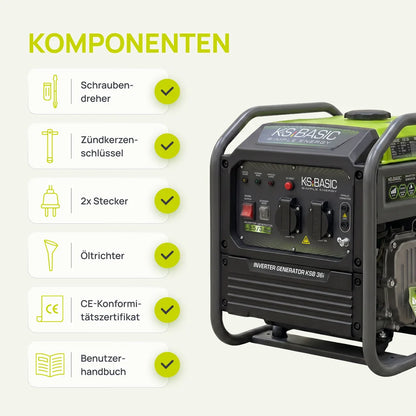 Neuheit: "Könner & Söhnen" Inverter-Generator KSB 36i 3.5kW Pnenn - Benzinmotor - 230V