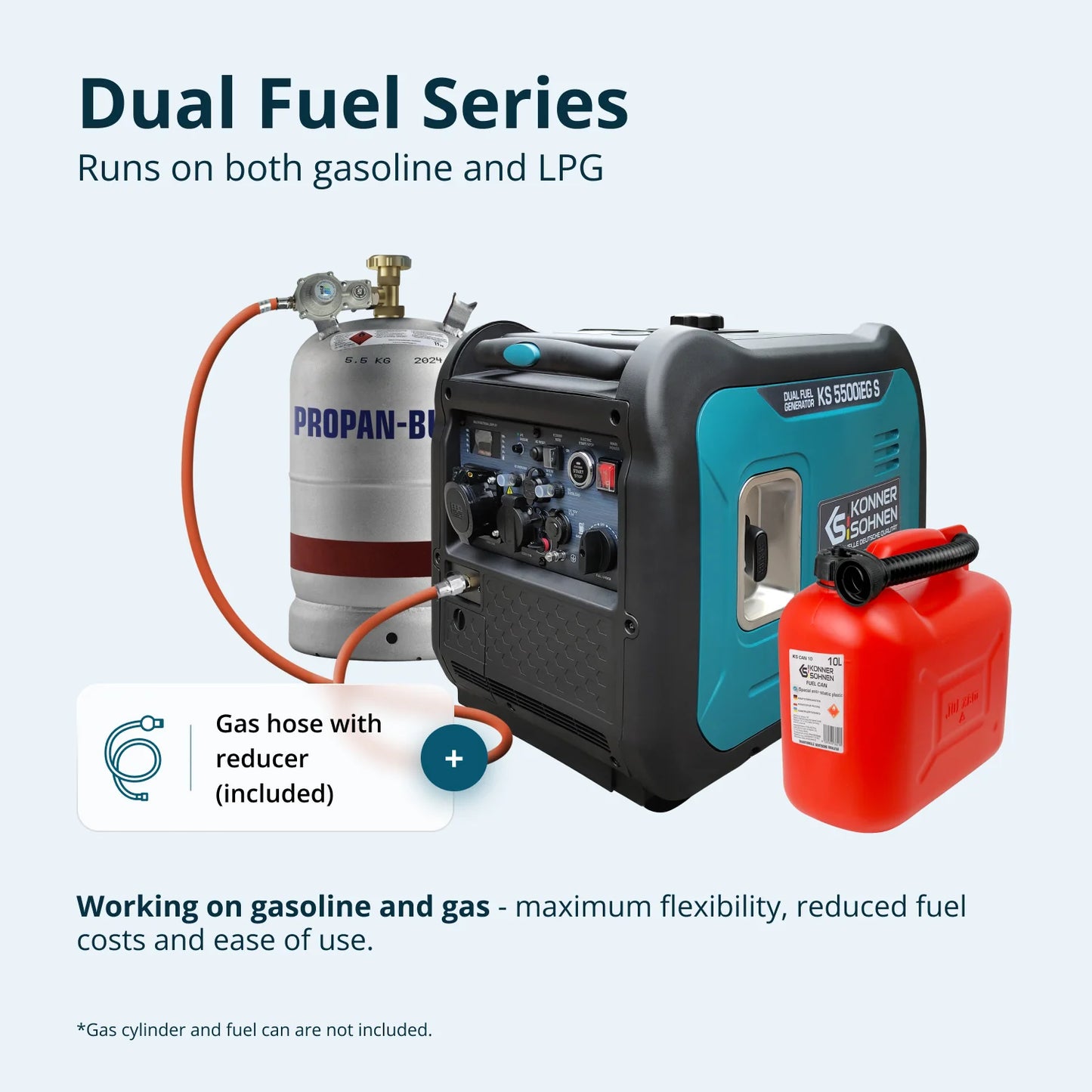 "Könner & Söhnen" LPG/Benzin-Inverter-Generator KS 5500iEG S - 5kW Nennleistung - 230V