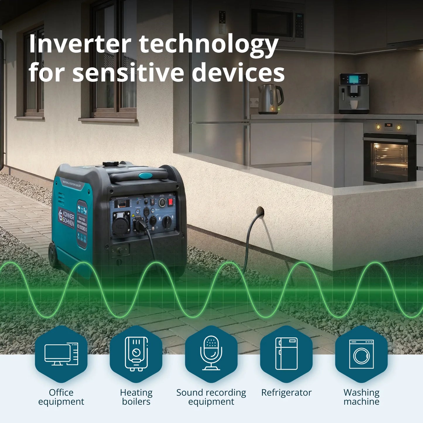 "Könner & Söhnen" LPG/Benzin-Inverter-Generator KS 5500iEG S - 5kW Nennleistung - 230V