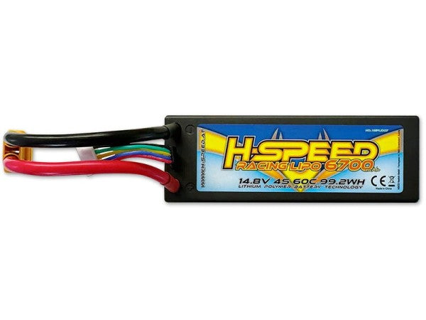 H-SPEED 4S 6700mAh 14.8V 60C Racing Hardcase LiPo Akku mit XT90 Stecker (45.1x46.5x138.5mm / 588g)