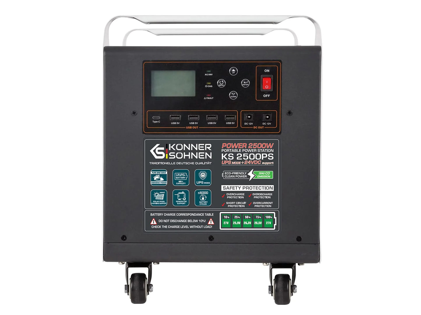 "Könner & Söhnen" Tragbare Powerstation KS 2500PS - 2560Wh