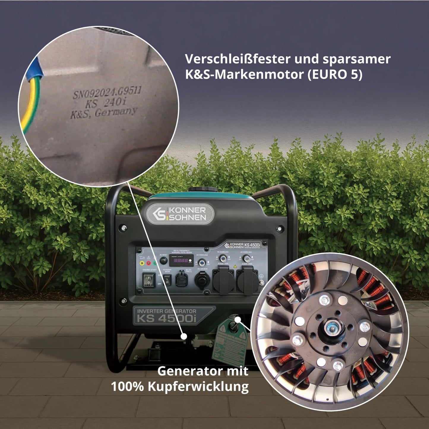 "Könner & Söhnen" Inverter-Generator KS 4500i - 4.2kW Nennleistung - Benzinmotor - 230V