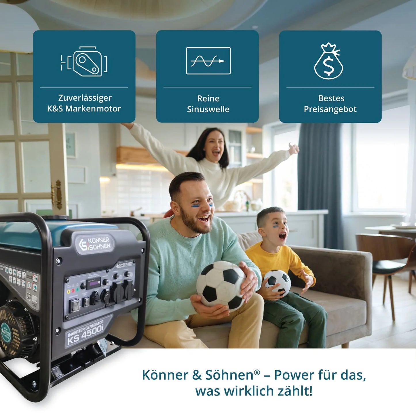 "Könner & Söhnen" Inverter-Generator KS 4500i - 4.2kW Nennleistung - Benzinmotor - 230V