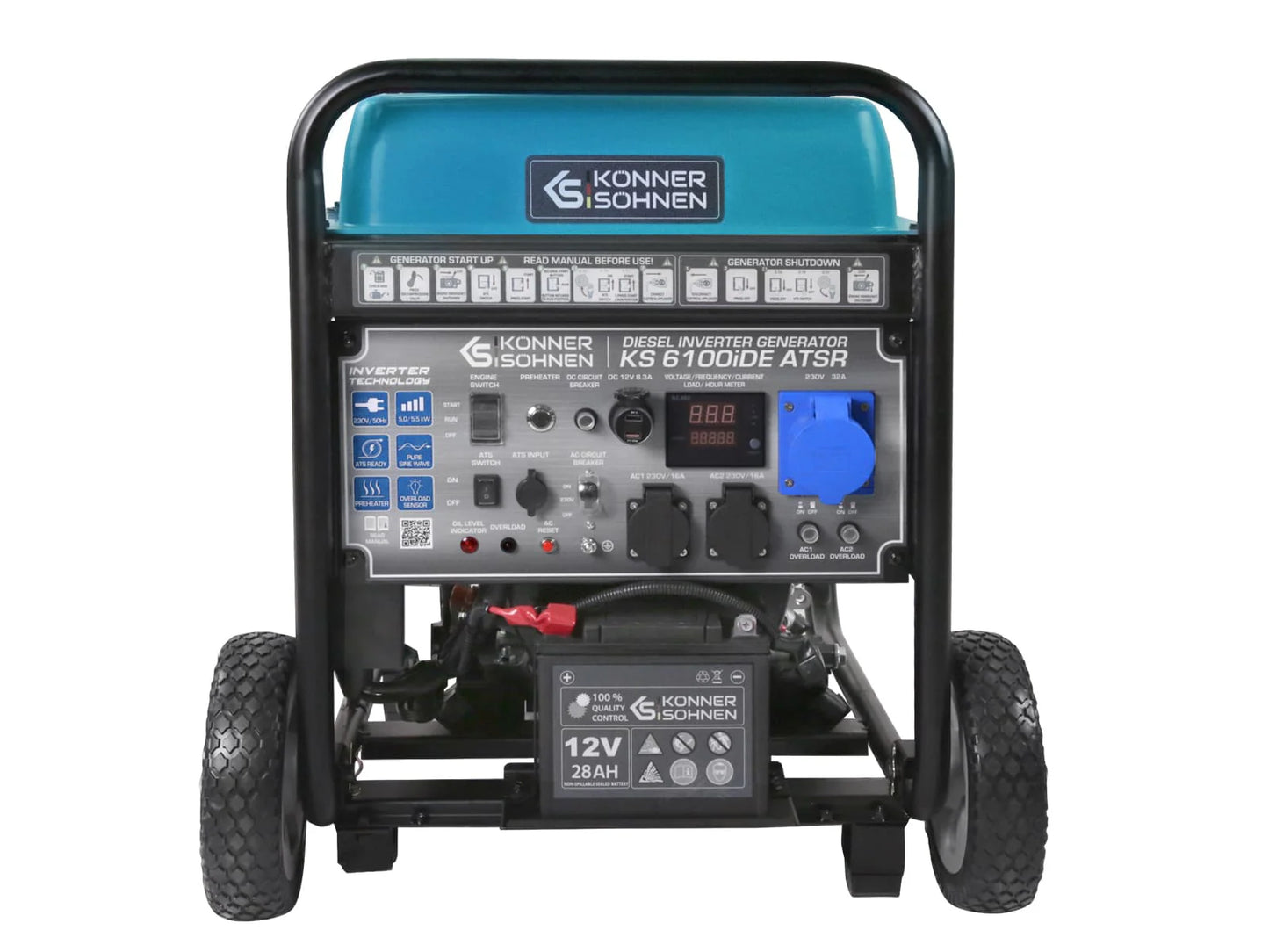 "Könner & Söhnen" Diesel-Inverter-Generator KS 6100iDЕ ATSR - 5kW Nennleistung - Dieselmotor - 230V