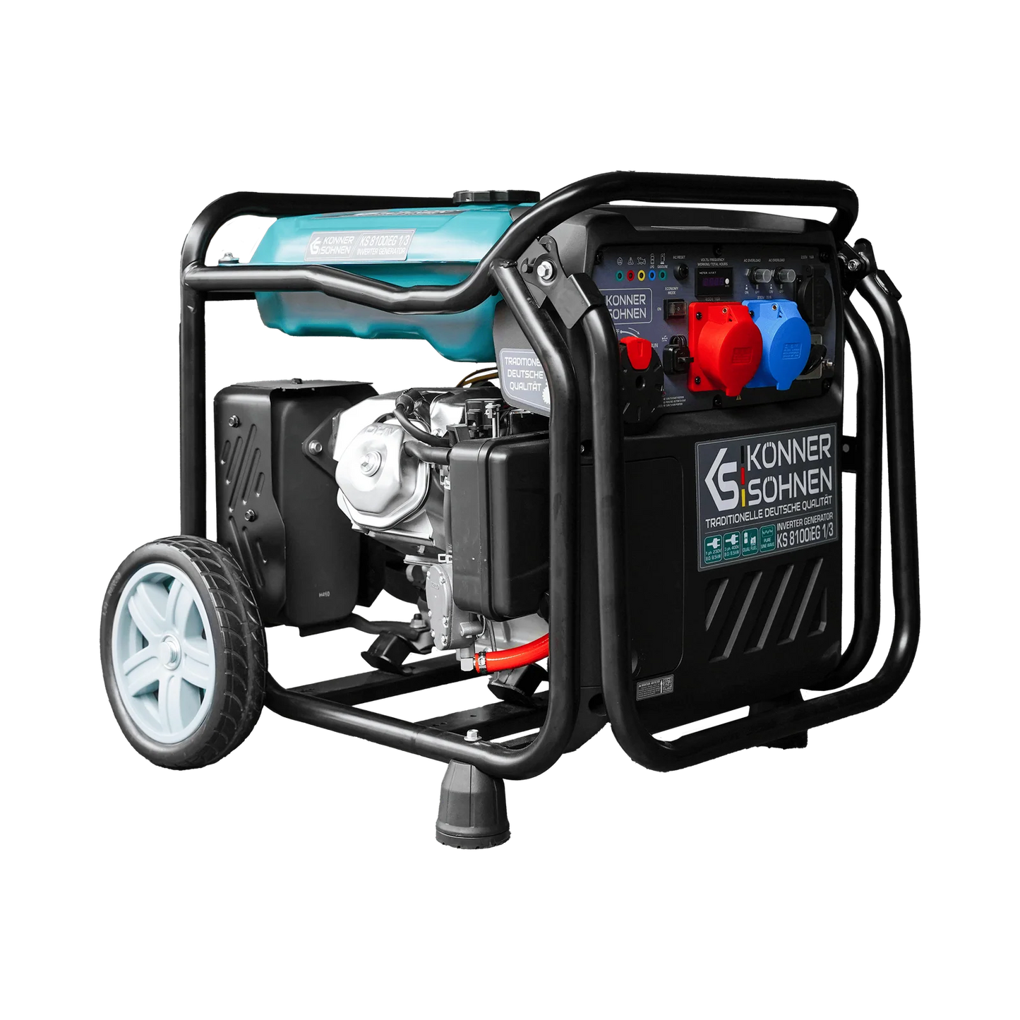 "Könner & Söhnen" Inverter-Generator KS 8100iEG 1/3 - 8kW Nennleistung (230/400V ohne Umschaltverluste abrufbar) - Benzin-/Gasmotor