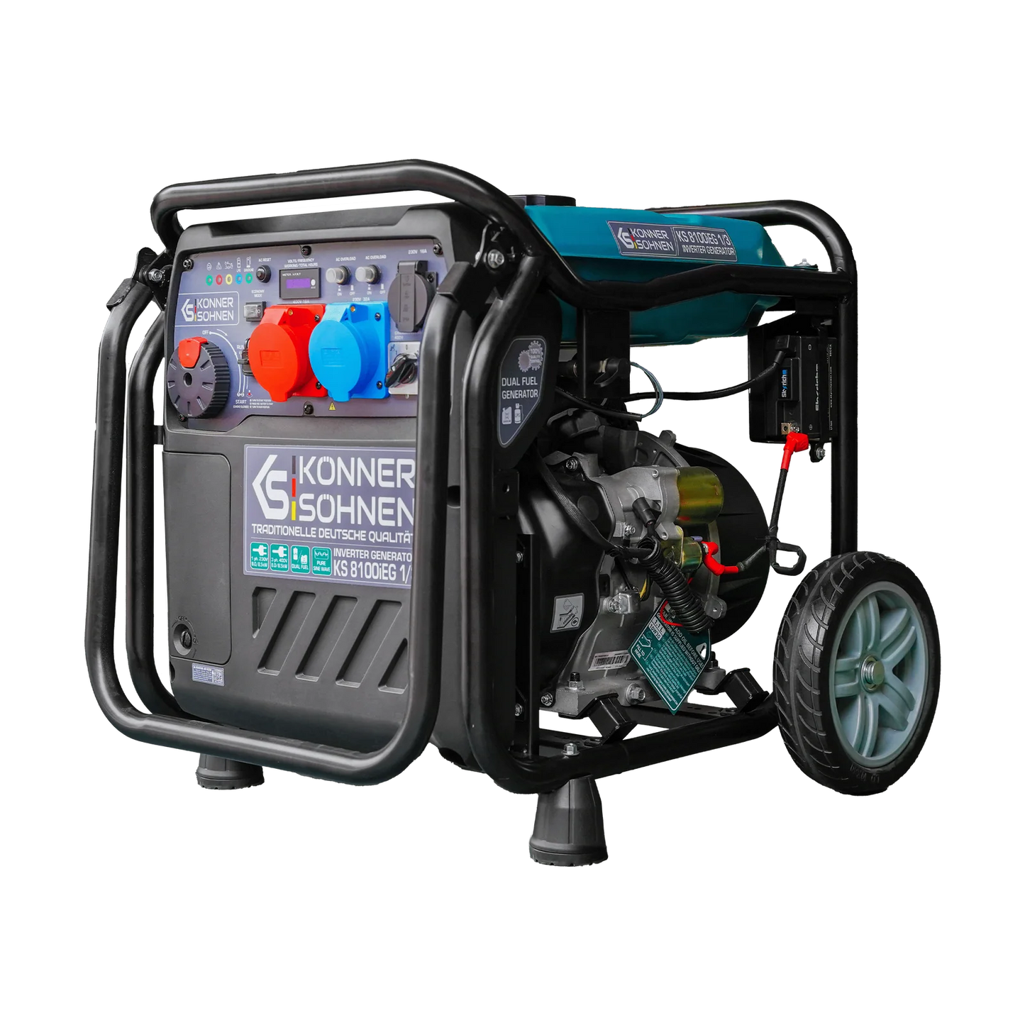 "Könner & Söhnen" Inverter-Generator KS 8100iEG 1/3 - 8kW Nennleistung (230/400V ohne Umschaltverluste abrufbar) - Benzin-/Gasmotor