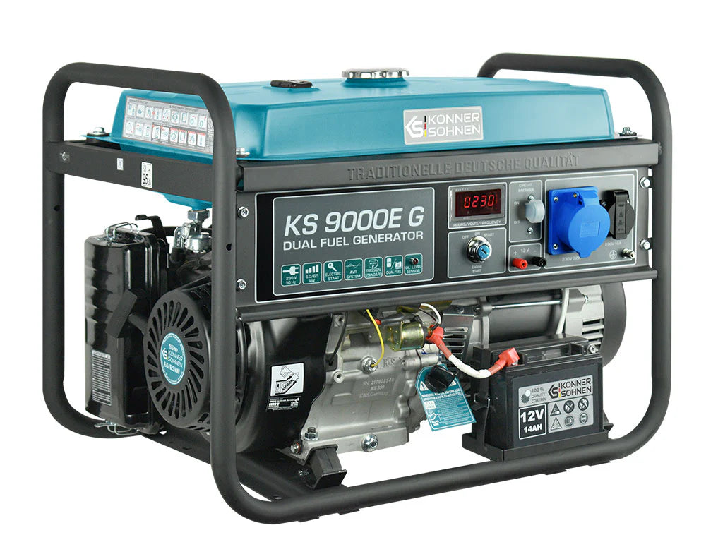 "Könner & Söhnen" LPG/Benzin-Generator KS 9000E G - 6kW Nennleistung - Benzin- (Gas-) Motor - 230V